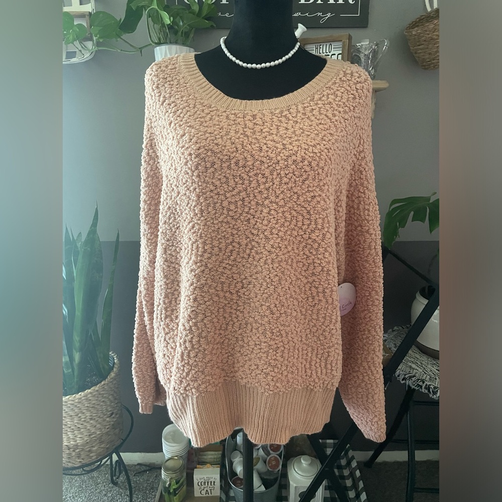 NWT Full Circle Trends Women's Trendy Plus Size Sweater Pink